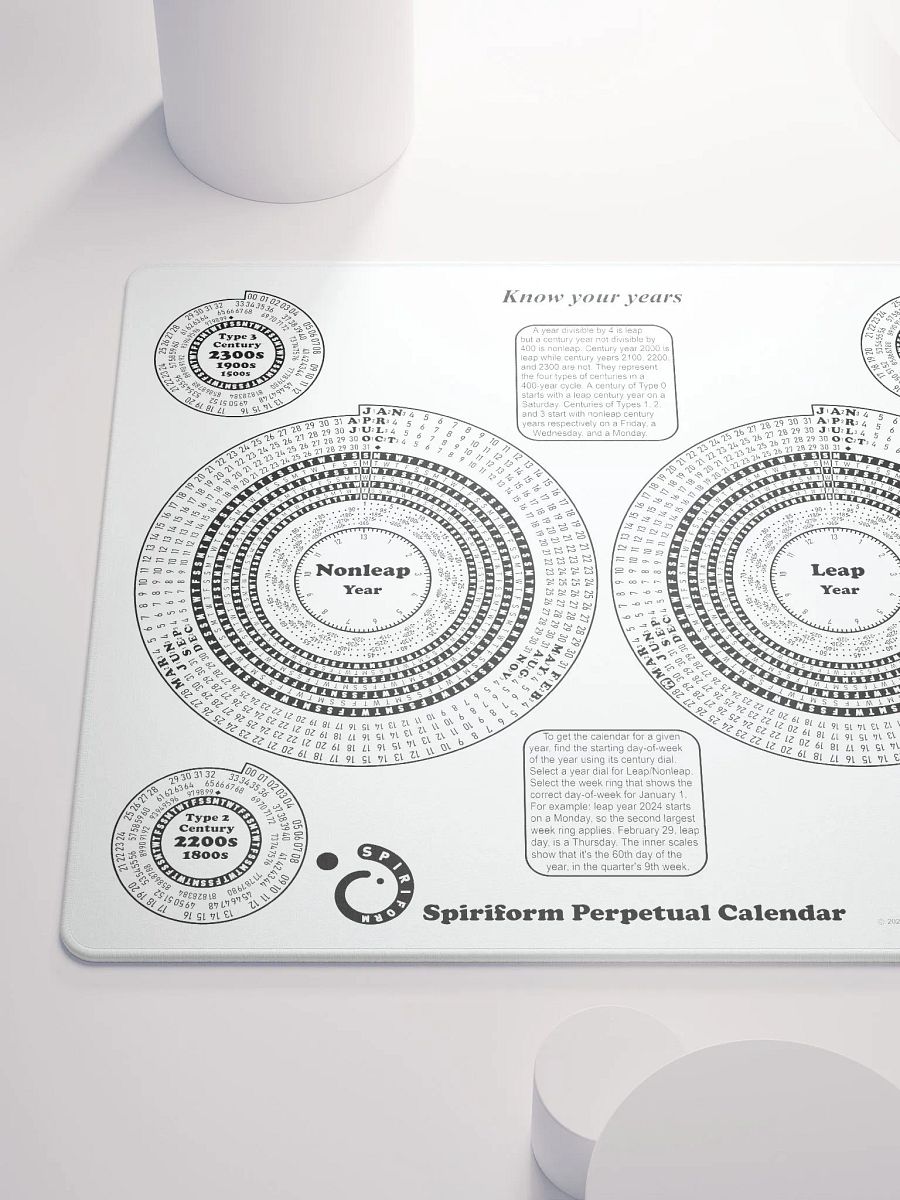 Spiriform Perpetual Calendar Gaming Mousepad 18