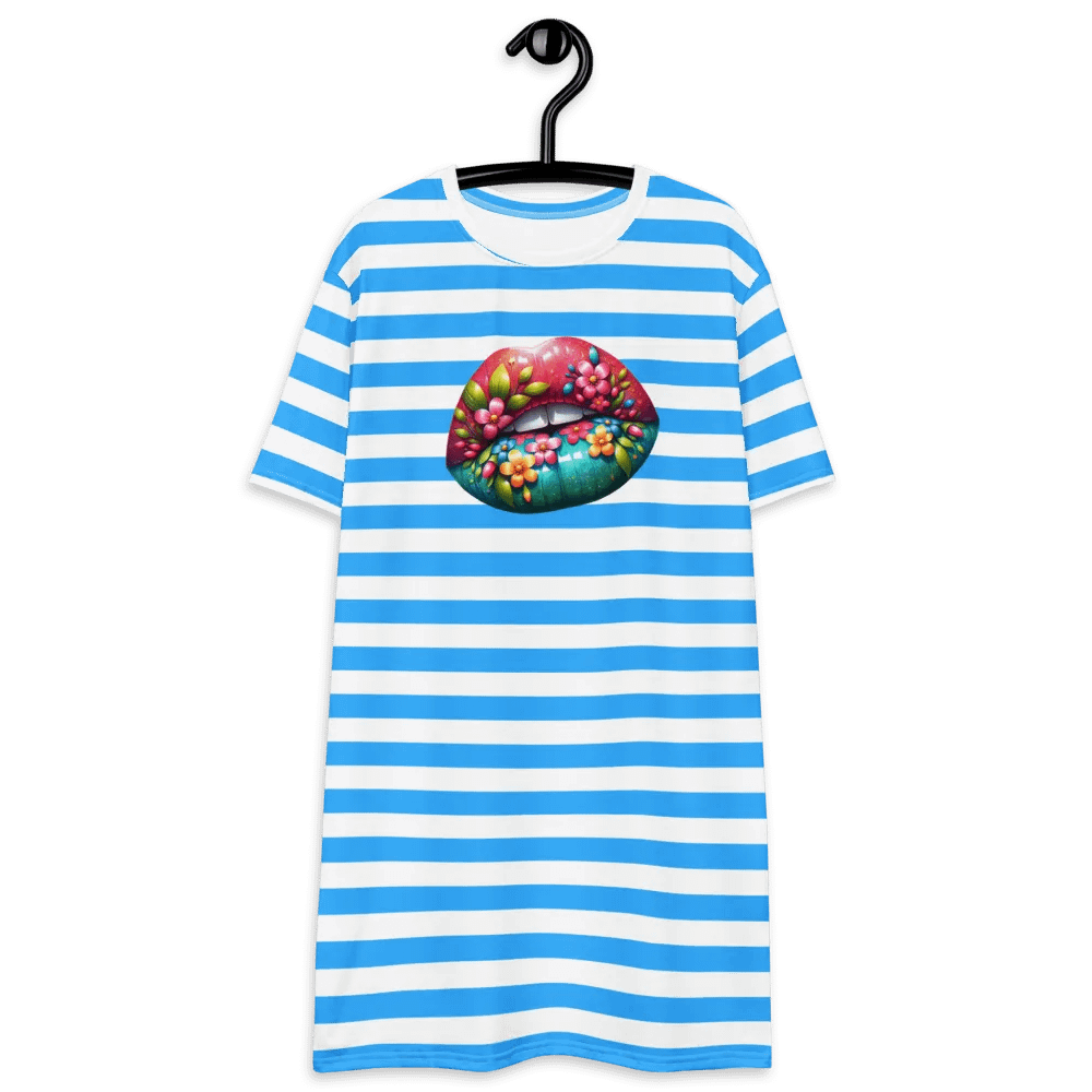 Blooming Lips Stripped Blue Tee Dress product image (6)