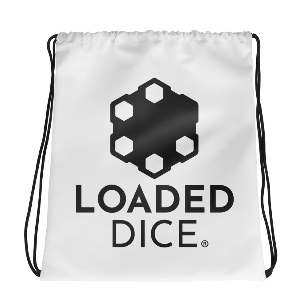 Loaded Dice Graphic Drawstring Bag White product image (1)