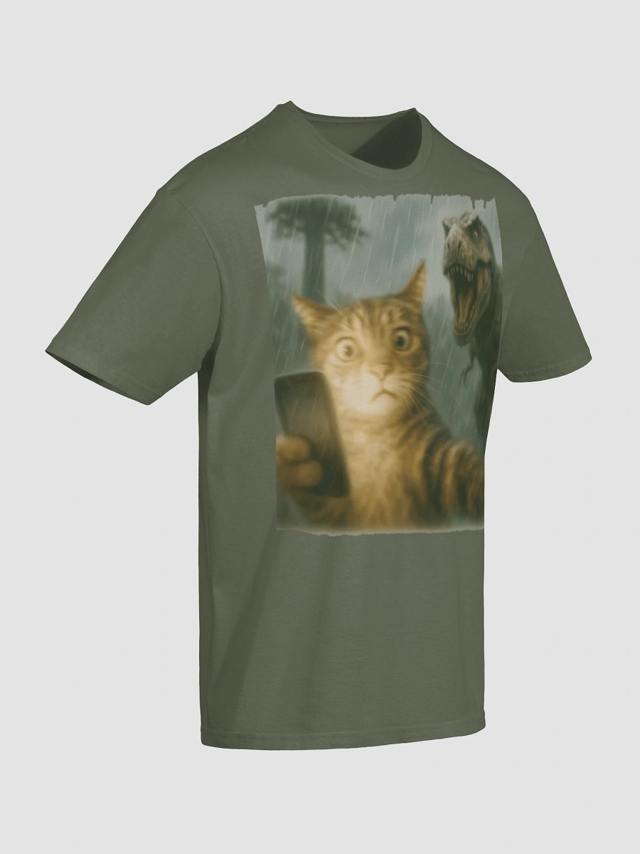 Confused Cat Selfie Dinosaur T-Shirt - Funny Dino & Kitten Tee product image (31)