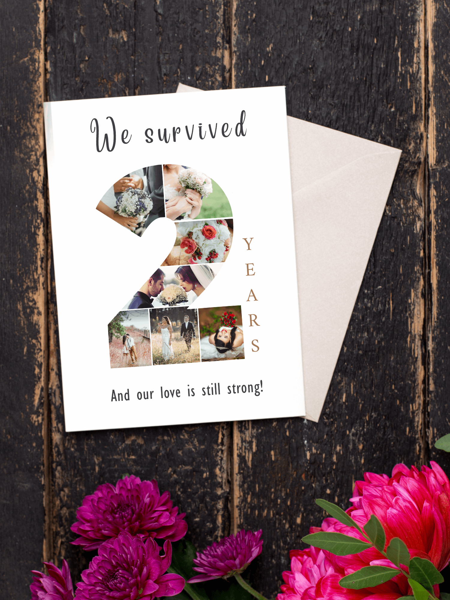 2 Year Anniversary Photo Card Editable Canva Template product image (3)
