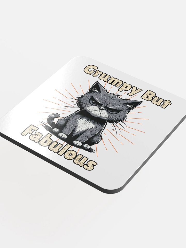 Grumpy But Fabulous Cat Glossed Cork Coaster product image (1)