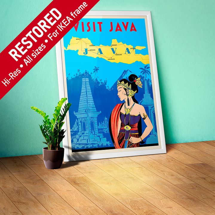 Visit Java. Indonesia, 1910s — retro vintage travel poster product image (1)