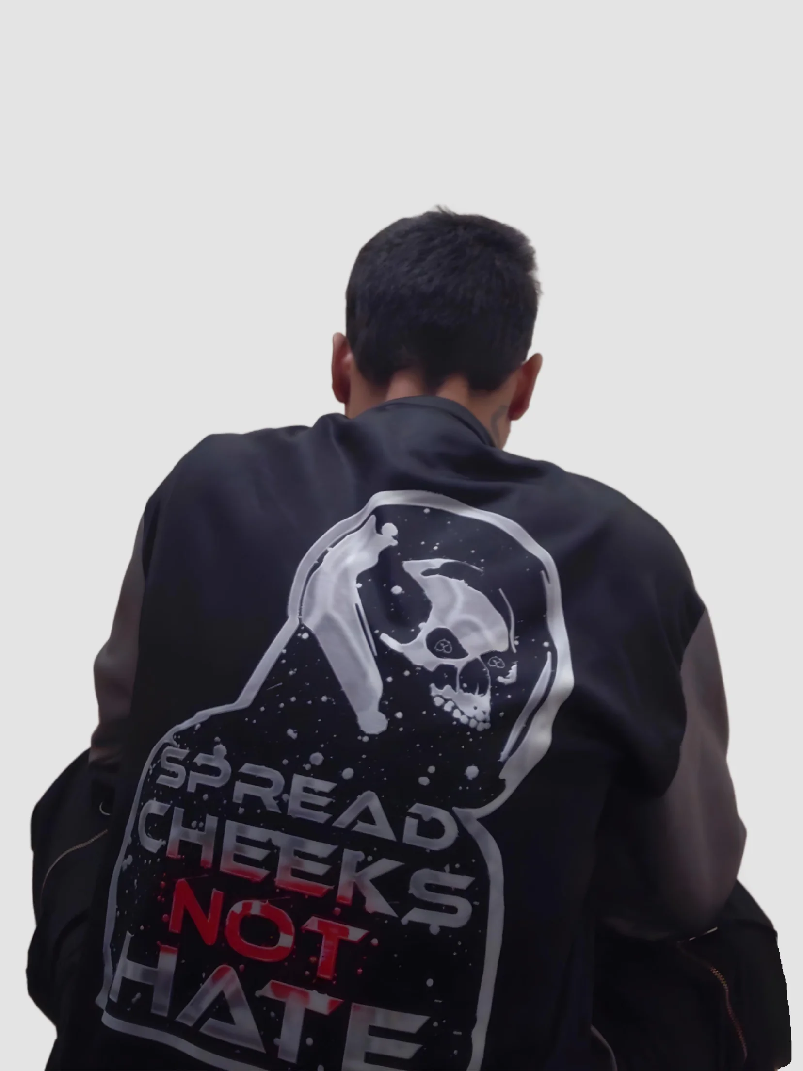 Spread Cheeks NOT Hate Grey Sleeves Bomber Jacket product image (4)