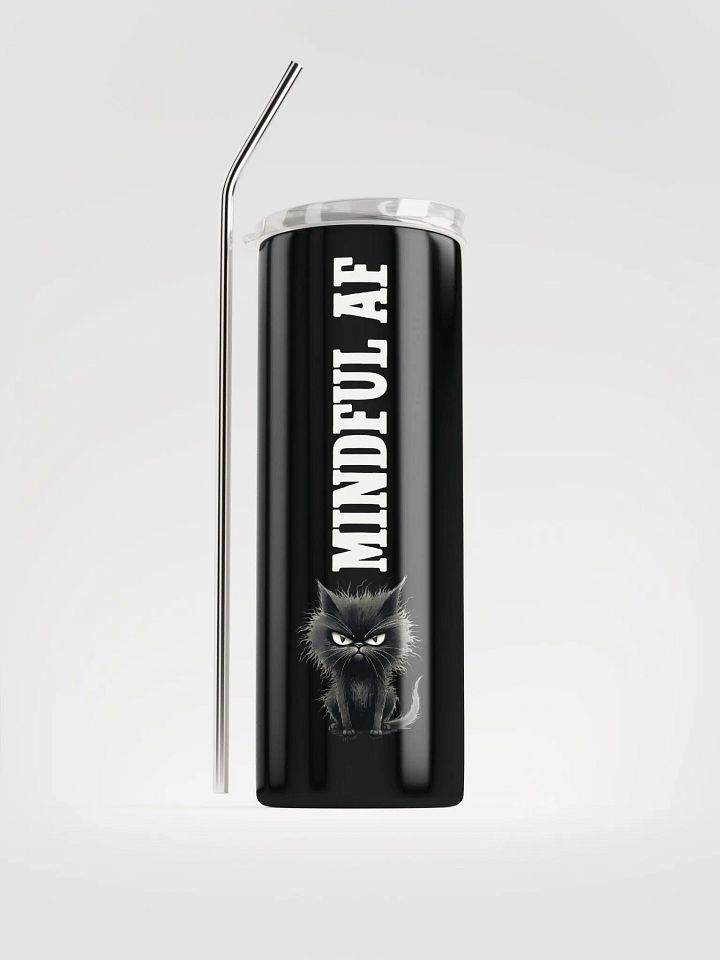 Mindful AF Stainless Steel Tumbler with Cat Illustration | Eco-Friendly Gift! product image (1)