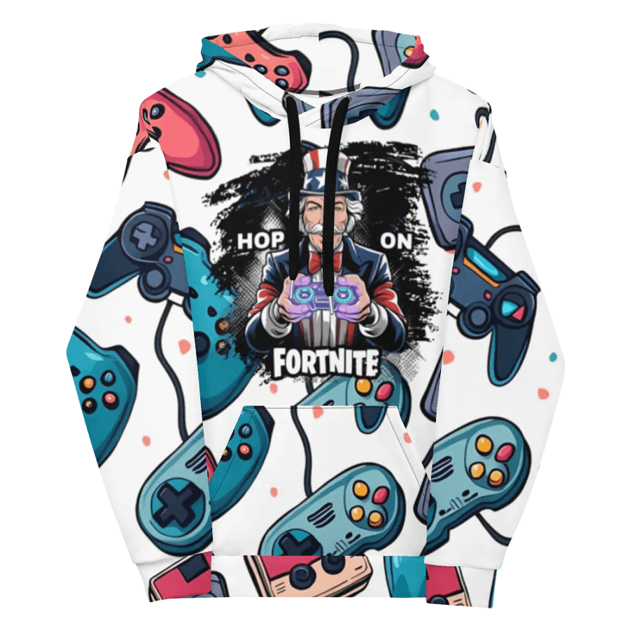 Hop On Fortnite Patriotic Gamer Custom All-Over Hoodie product image (12)