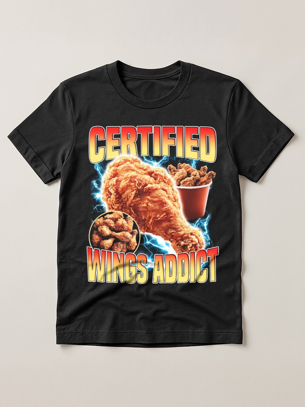 Certified Wings Addict Funny Fried Chicken Lover T-Shirt product image (1)