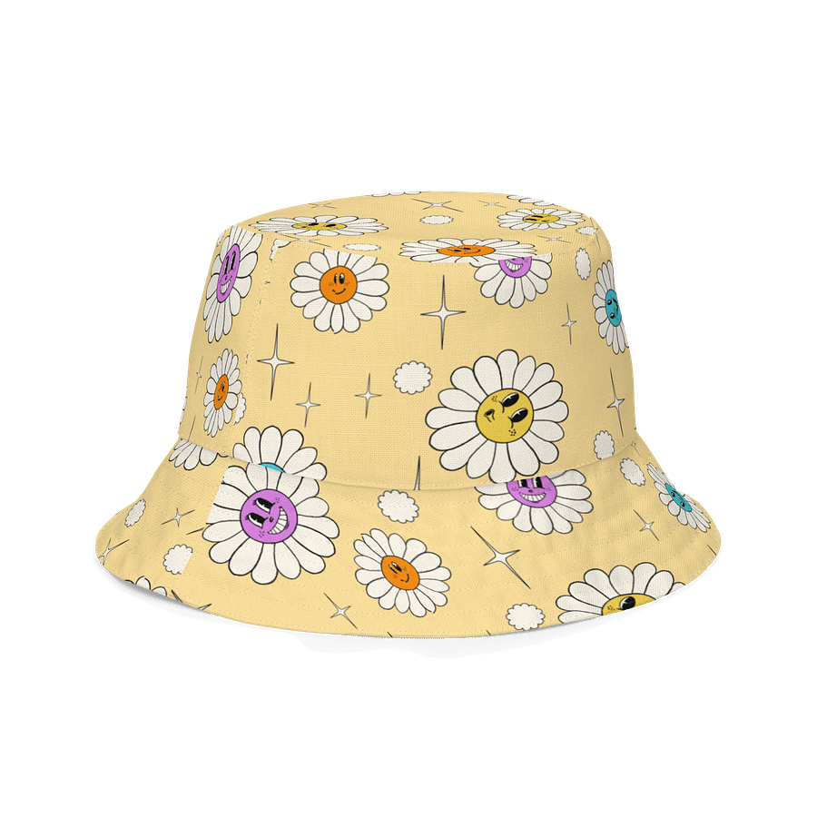 Reversible Smiley Daisy & Gingham Floral Bucket Hat – Fun Two-in-One Summer Style product image (5)