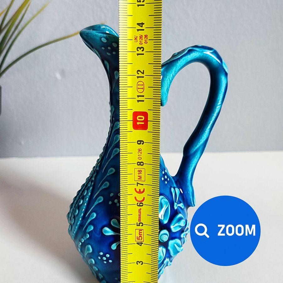 Ceramic turquoise jugs (bottle for oil), Turkish Iznik style (Ibrik vazo) — handmade pottery product image (8)