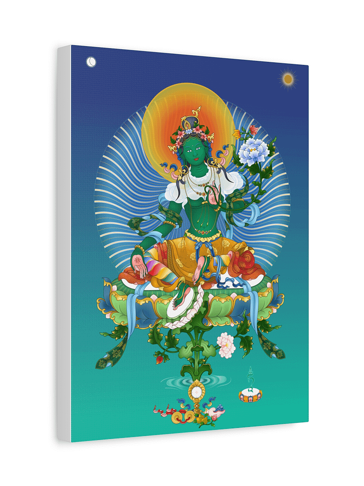 Green Tara thankga canvas print product image (2)