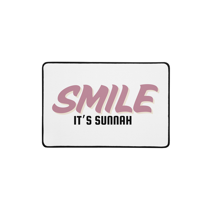 White "Smile It's Sunnah" Desk Mat in Dusty Rose product image (1)