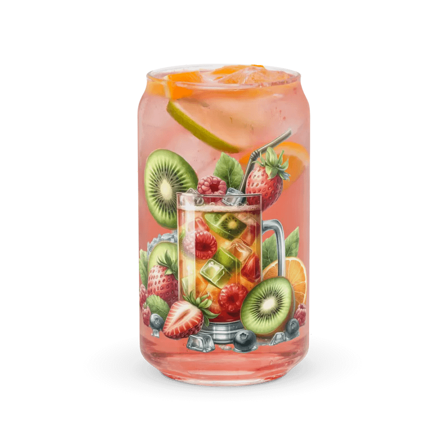 Fruit juice with fruit slice mixed water affect design-04-Can-Shaped Glass product image (7)