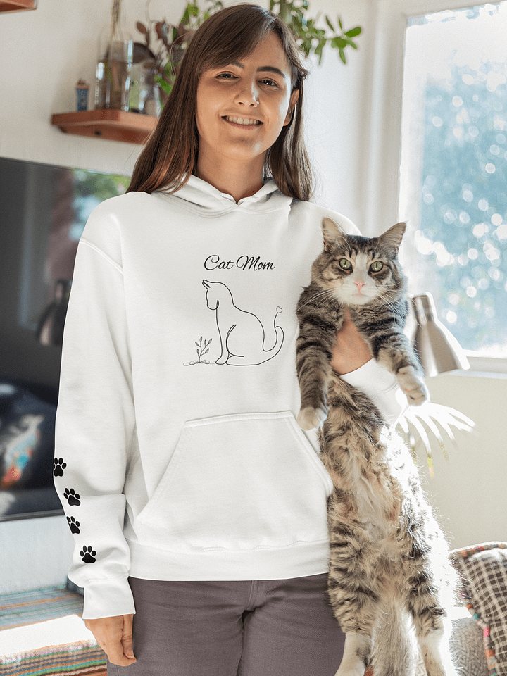 Cat Mom Line Art Unisex Hoodie product image (1)