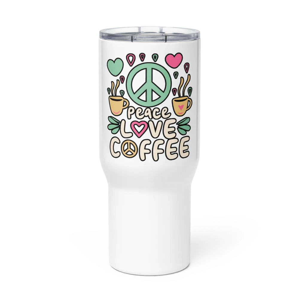 Peace Love Coffee Addict Travel Mug With Handle product image (2)