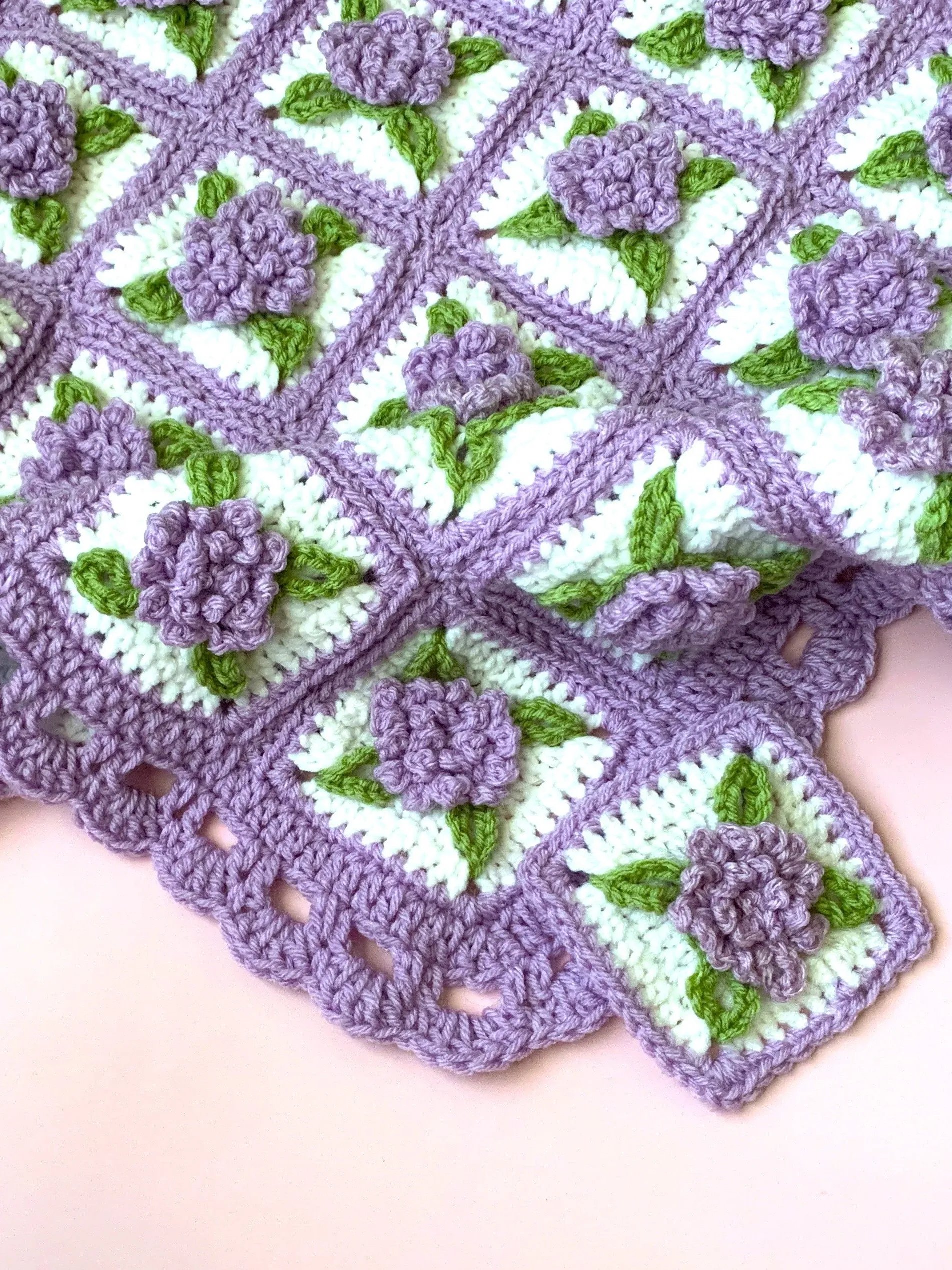 Lavender Flower Granny Square Baby Blanket Crochet Pattern, PDF Instant Download product image (12)