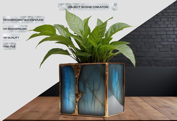Stellar Luxe – Labradorite and Gold Planter PNG product image (2)