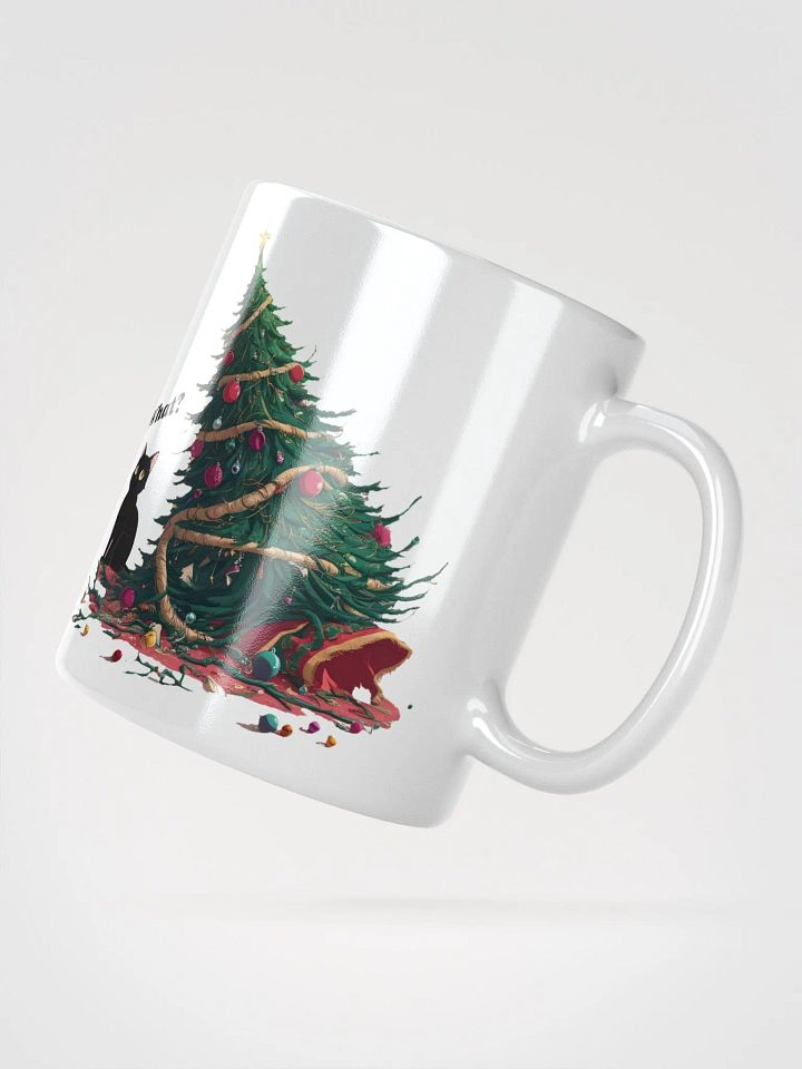 Black Cat Destroyed Christmas White Glossy Ceramic Mug product image (2)