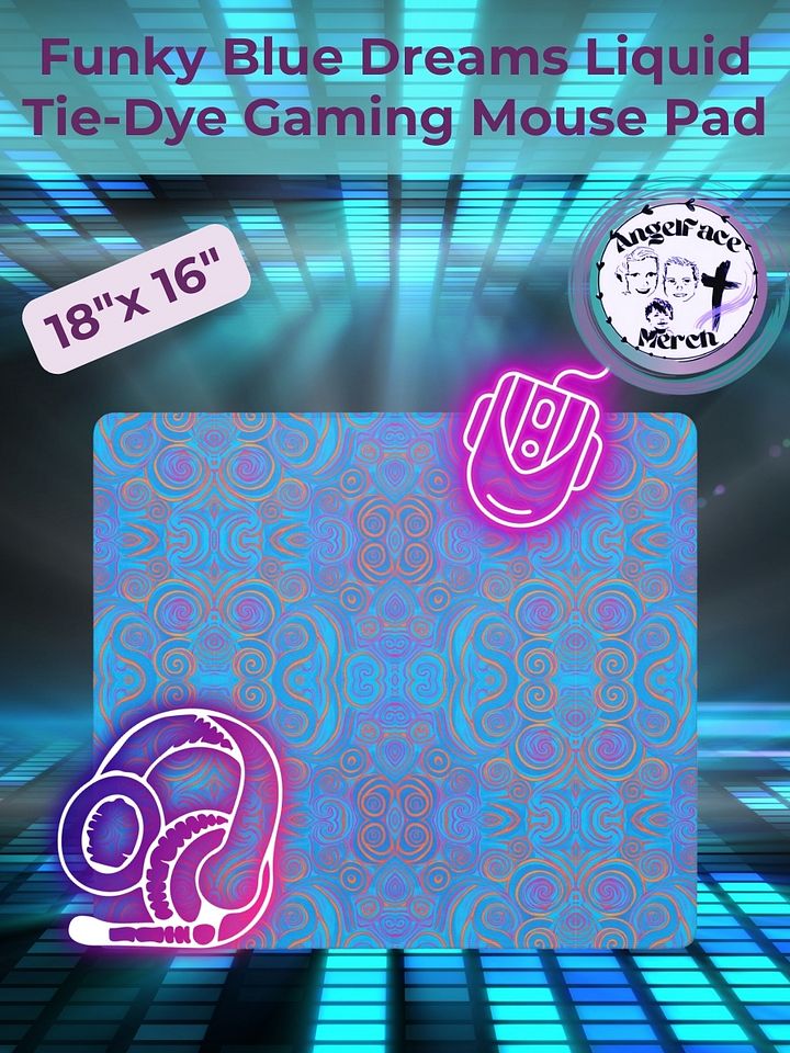 Funky Blue Dreams Liquid Tie-Dye Gaming Mouse Pad product image (1)