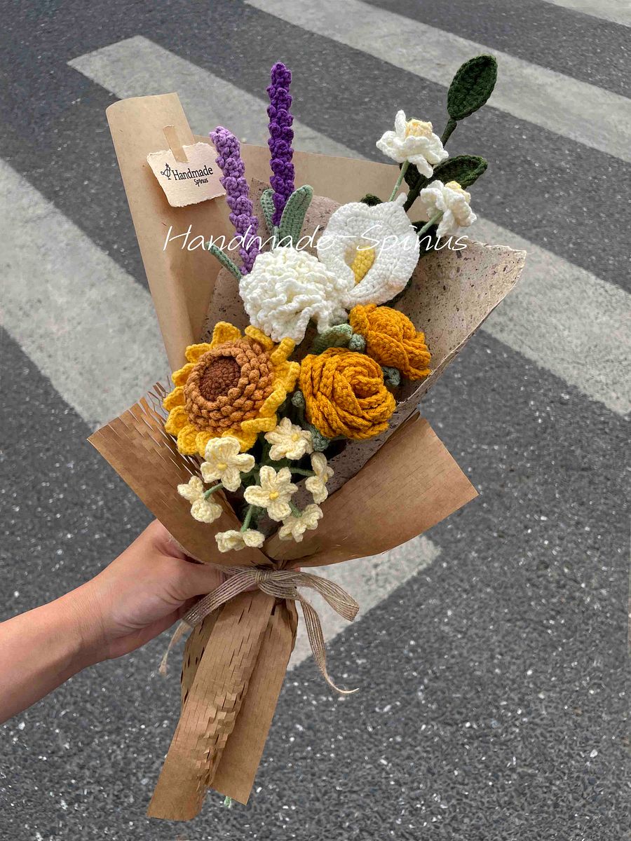 Sunflower & Lavender Temptation Crochet Knit Bouquet product image (1)