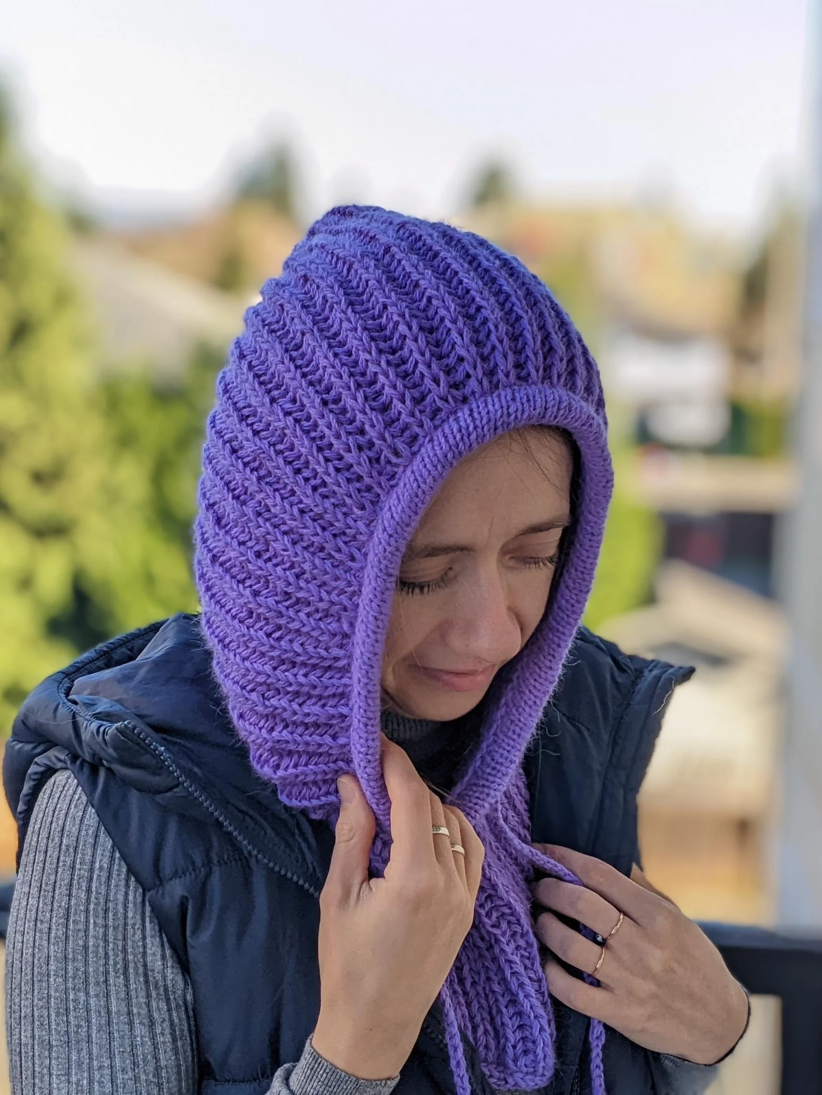 Knit Ribbed Hooded Cowl Pattern product image (2)