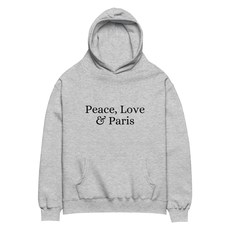 Peace, Love and Paris Unisex Oversized Hoodie | Black Ink product image (2)
