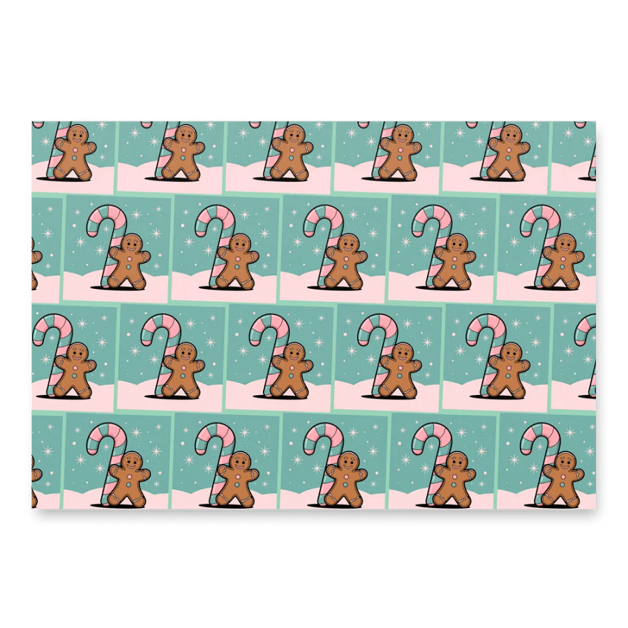 Festive Candy Cane and Gingerbread Man Wrapping Paper Set product image (3)