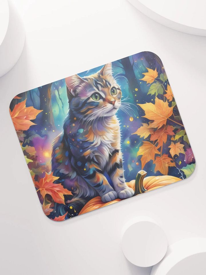 Mystical Cat on Pumpkin Mouse Pad product image (1)
