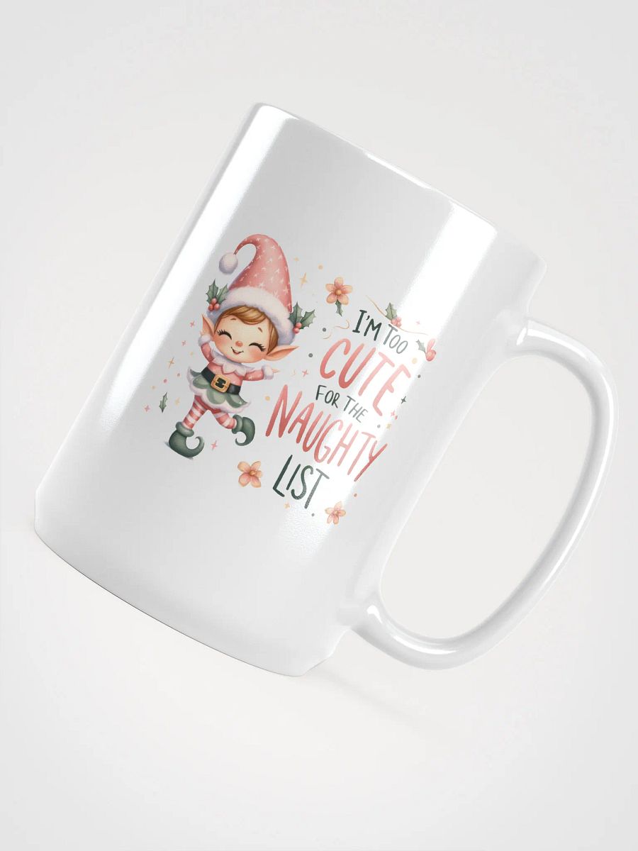 Cheerful Elf 'CUTE' White Glossy Mug product image (4)