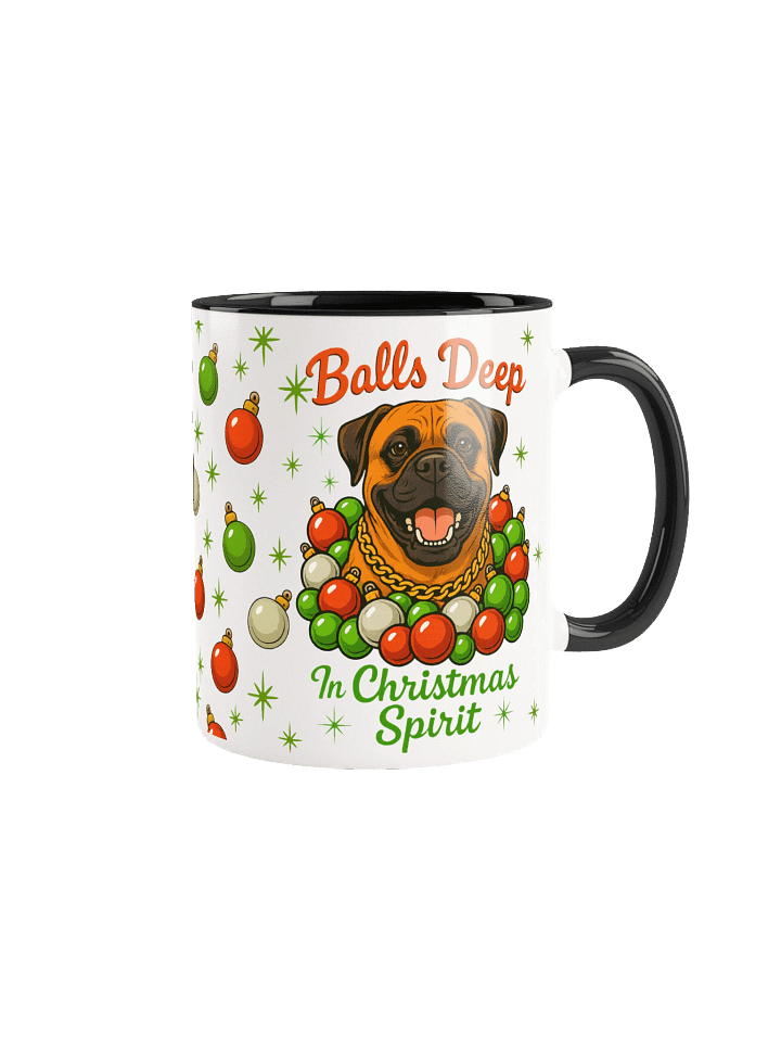 Funny Dog Lover Mug –"Balls Deep In Christmas Spirit"– Funny Dog Lover Mug, Holiday Gift for Dog Lovers, Bullmastiff Retro Christmas Mug product image (2)