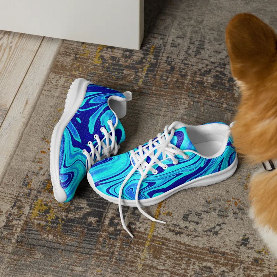 Women's Athletic Shoes - Light and Dark Blue Digital Fluid Art product image (6)