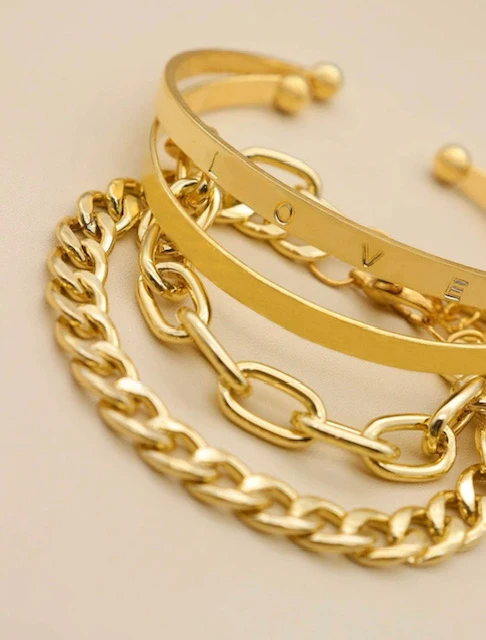 4 PC GOLD DECOR LOVE BRACELET SET product image (2)