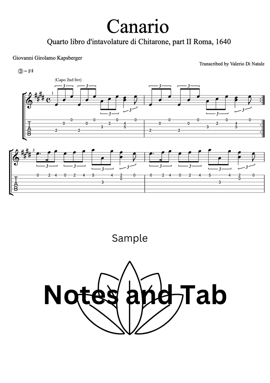 Canario by Kapsberger - Guitar score product image (2)