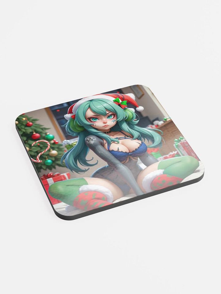 Festive Santa Hat Green Hair Coaster product image (2)