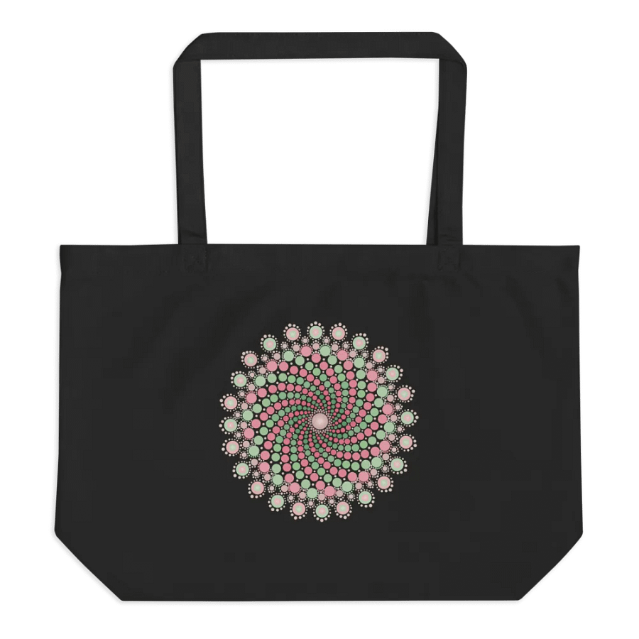Green and Pink Dot Mandala Organic Cotton Tote Bag product image (4)