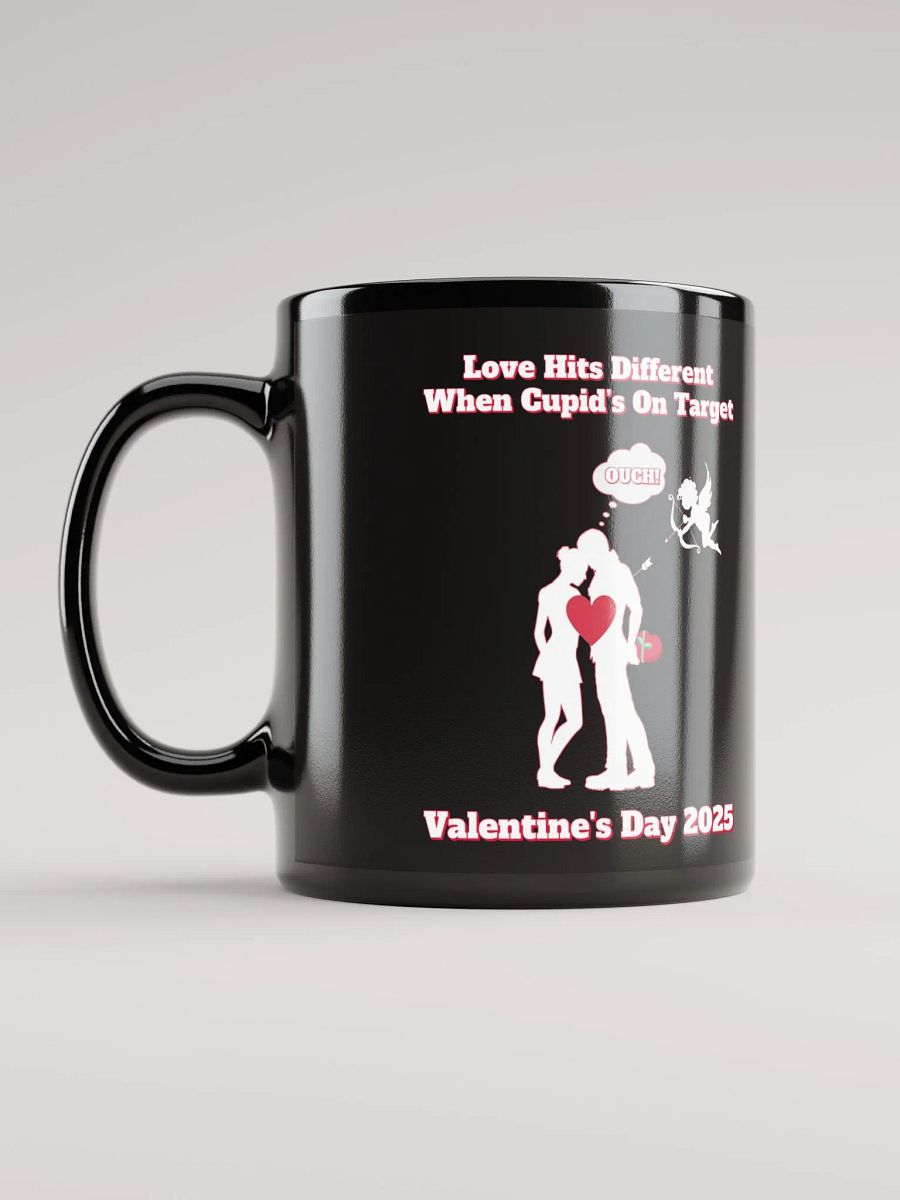When Cupid's On Target Valentine's Day Black Mug product image (1)
