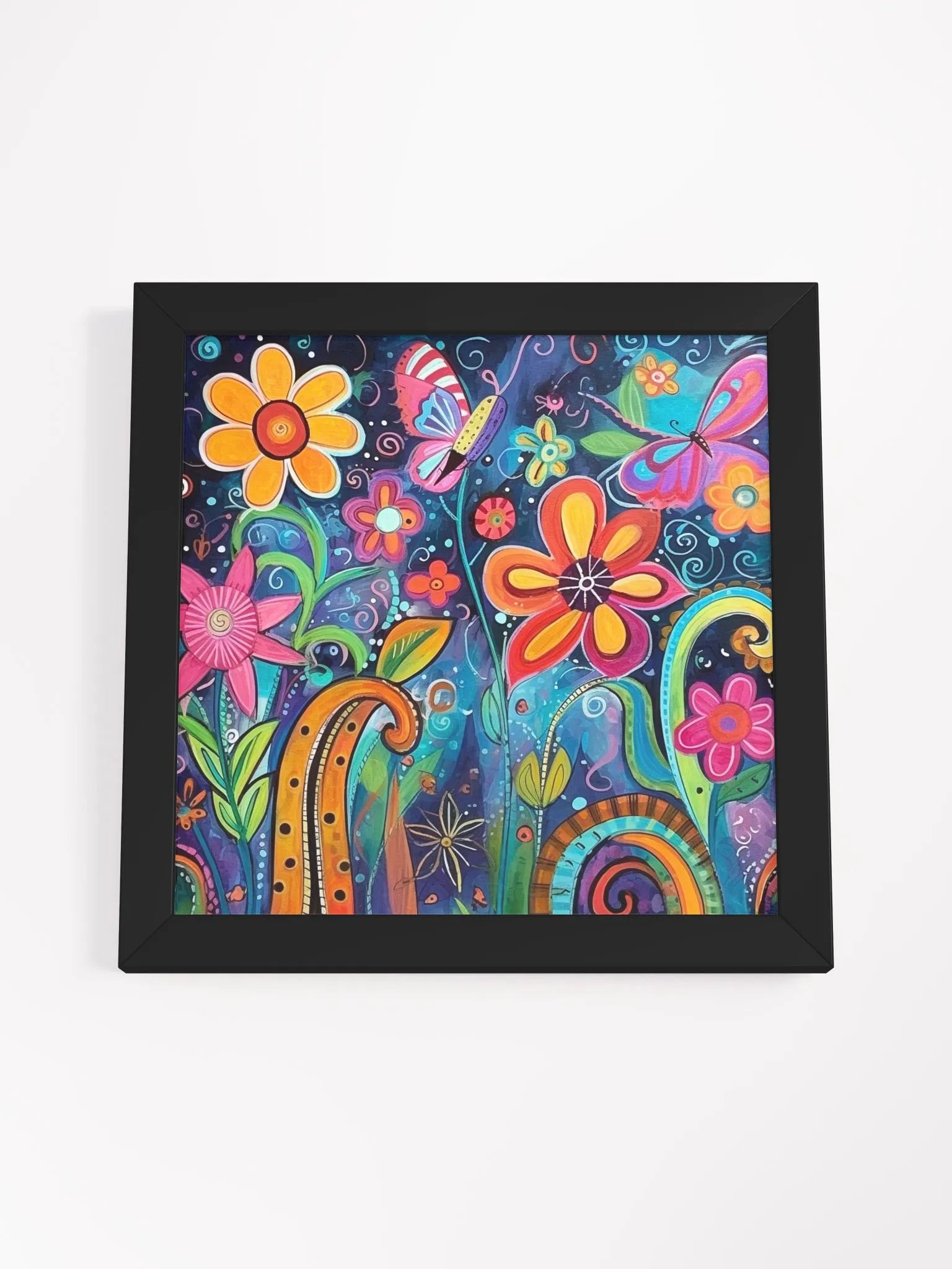 Colorful Flowers and Butterflies Whimsical Wall Art product image (47)