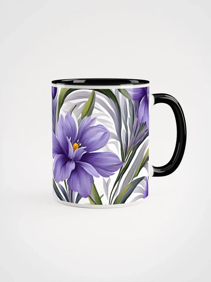 Coffee Mug with Color Inside - Purple Floral Pattern on White Background product image (1)