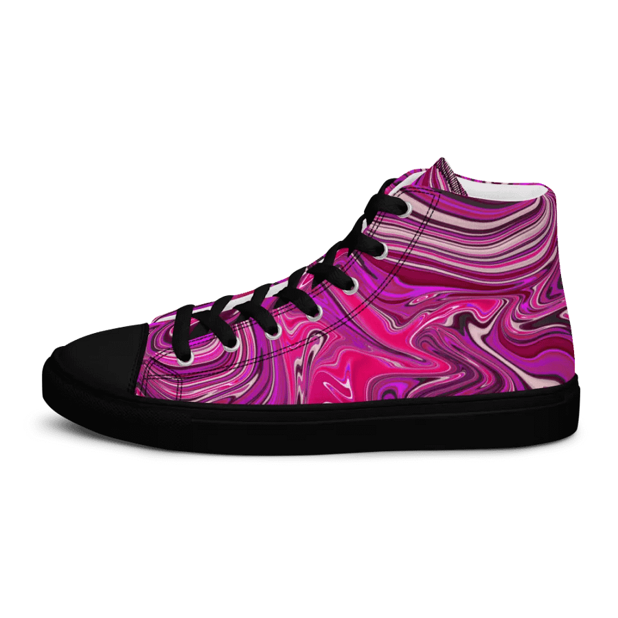 Women's High Top Canvas Shoes - Pink and Purple Digital Fluid Art product image (9)