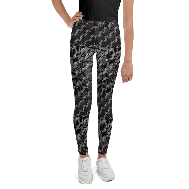 JoBeths' Signature Youth Leggings 👖Black Leaves🍃 Design product image (2)