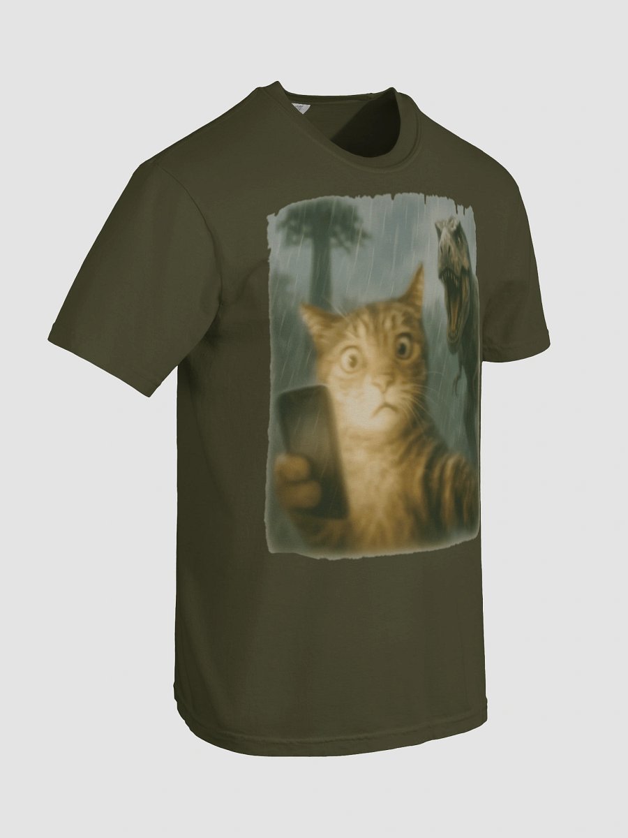 Confused Cat Selfie Dinosaur T-Shirt - Funny Dino & Kitten Tee product image (26)