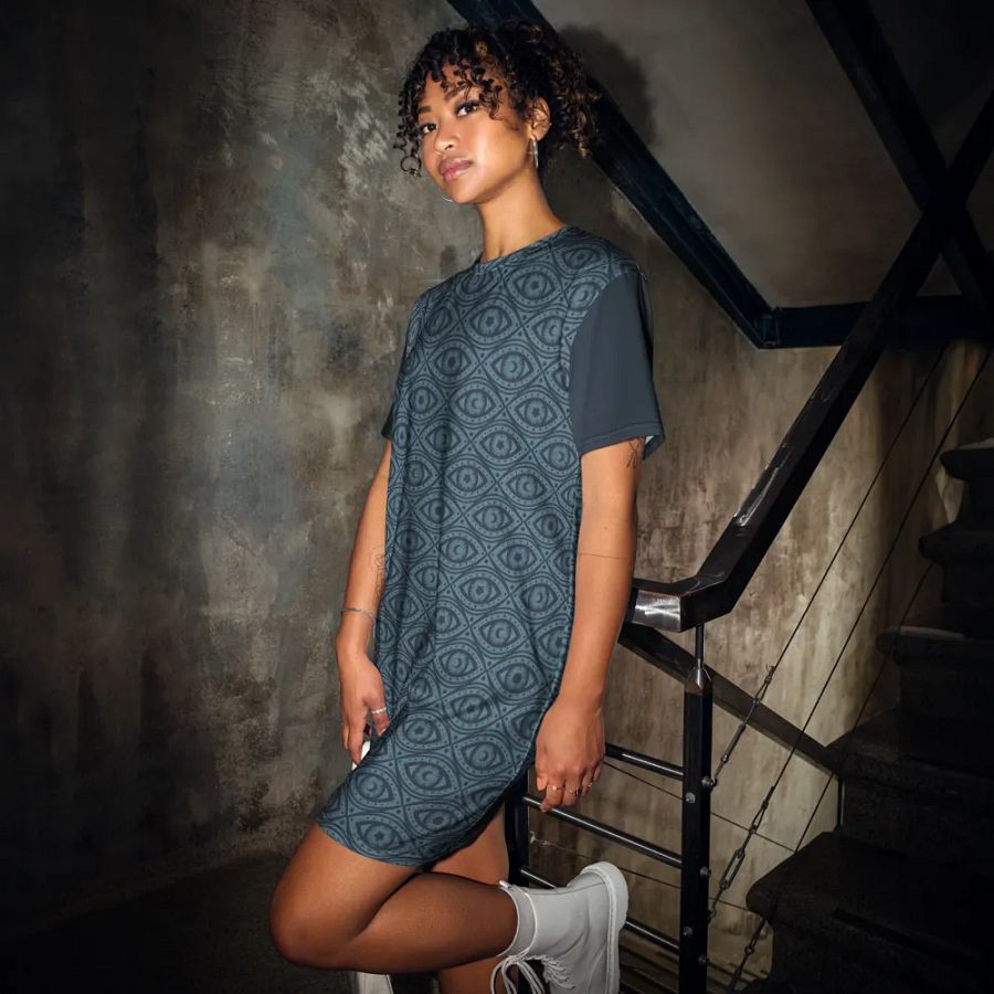 Boho Celestial Eyes Stars & Moons T-Shirt Dress product image (1)