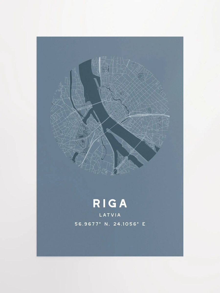 Riga Street Map Poster – Blue Minimalist Circular City Art product image (3)