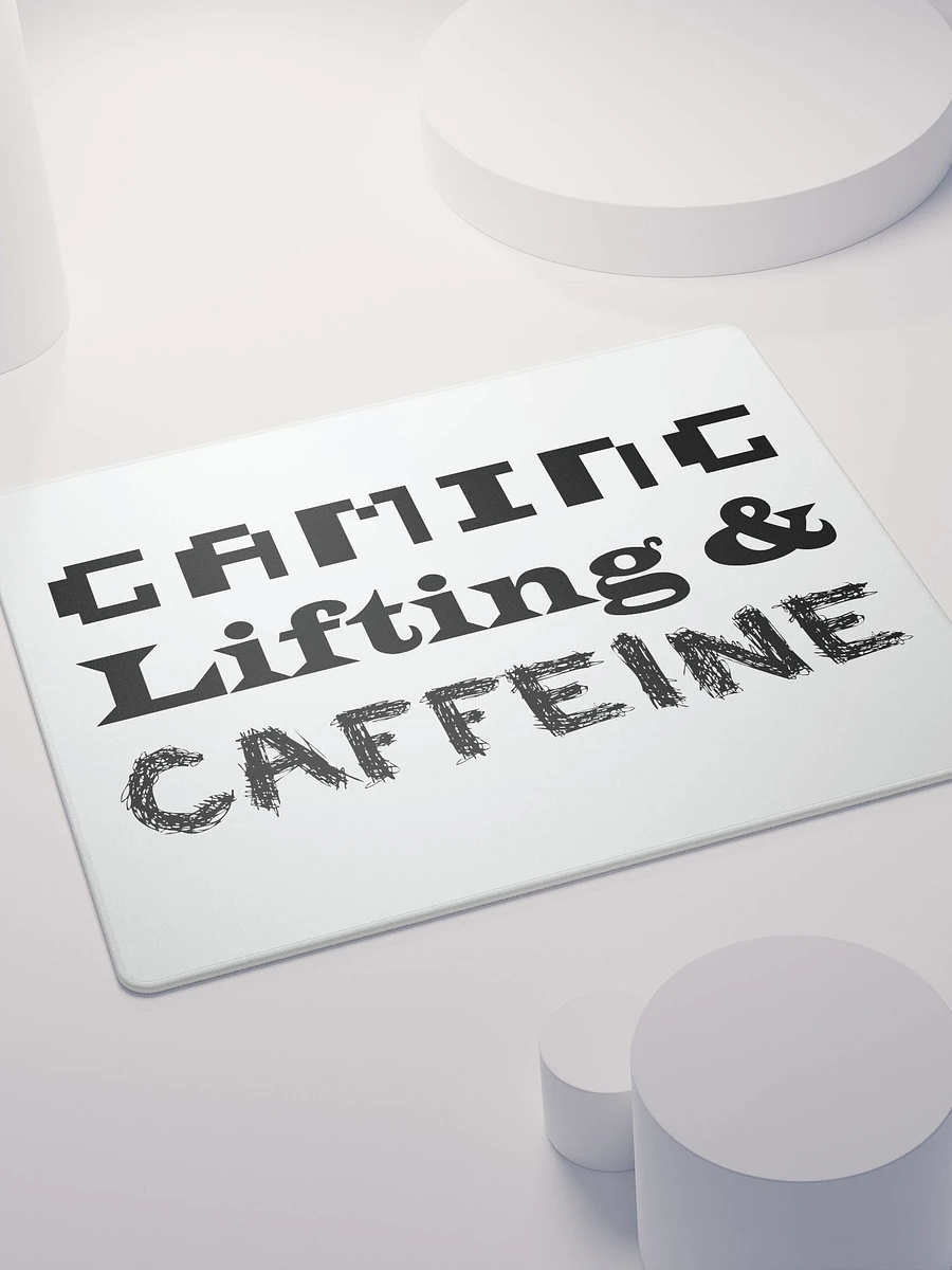 Gaming, Lifting & Caffeine Mouse Pad - Black Lettering product image (4)