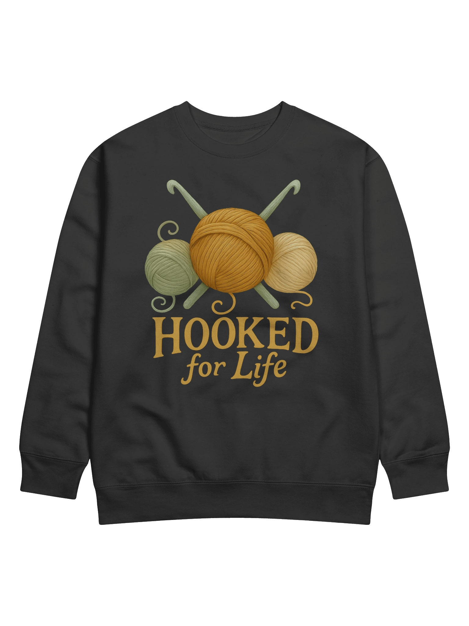 Hooked for Life Sweatshirt - Funny Crochet Shirt Gift for Knitters & Yarn Lovers product image (1)