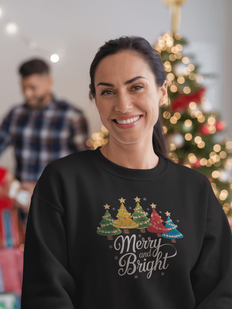 Merry and Bright Christmas Tree Crewneck Sweatshirt product image (1)