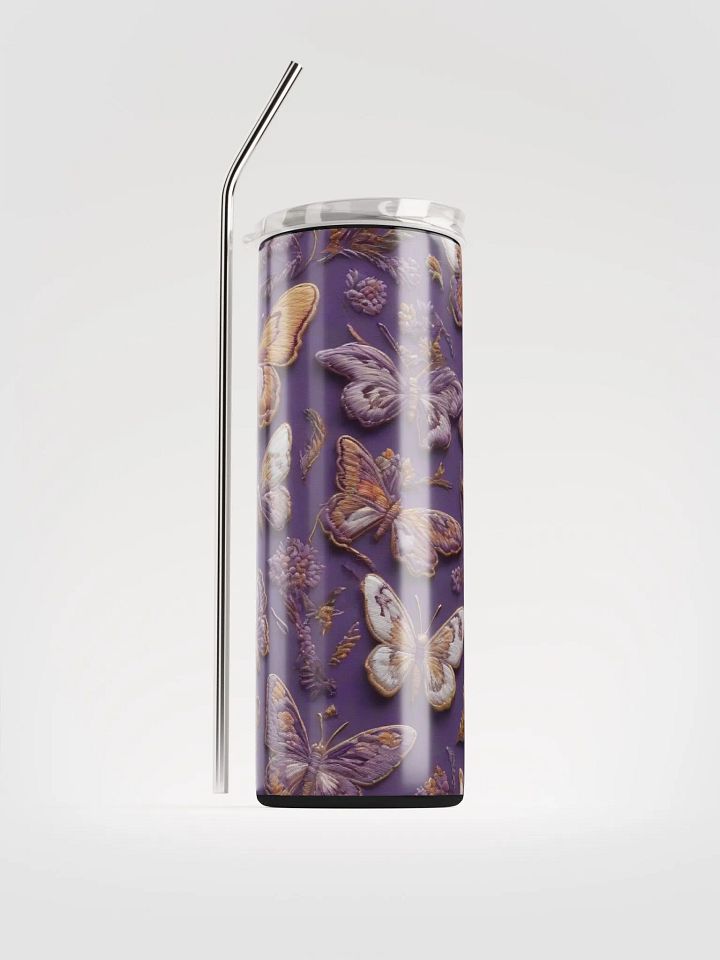 Embrace Elegance with Our Embroidered Purple Butterfly Stainless Steel Tumbler | Eco-Friendly Gift Idea product image (1)