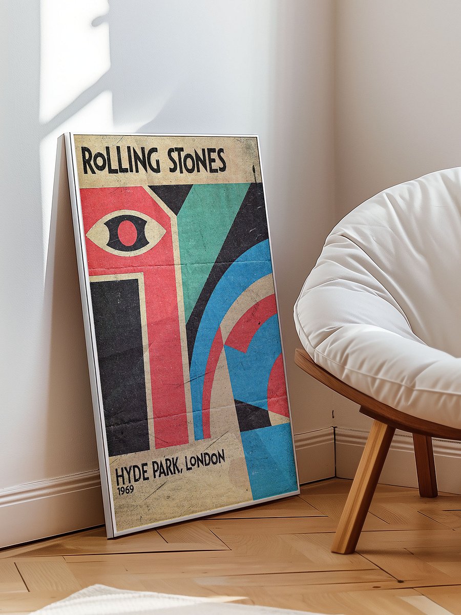 Rolling Stones Hyde Park 1969 Poster | Vintage Rock Print | London Concert Art | Retro Music Decor | Reworked Design product image (6)