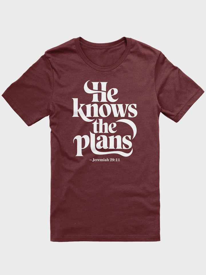 He Knows the Plans – Jeremiah 29:11 Bible Verse Bella+Canvas Supersoft T-Shirt product image (2)