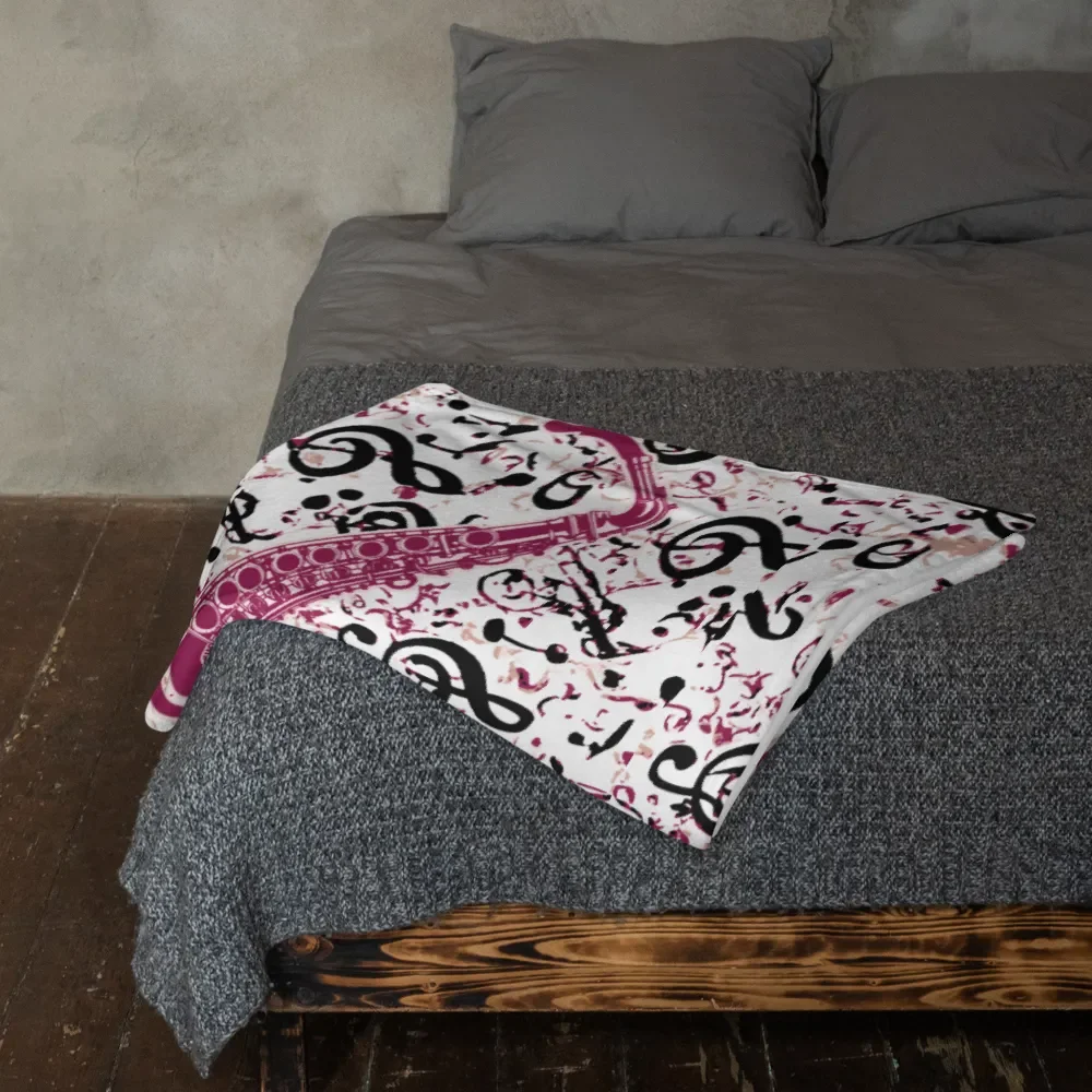 Pink Saxophone Pattern Throw Blanket product image (4)