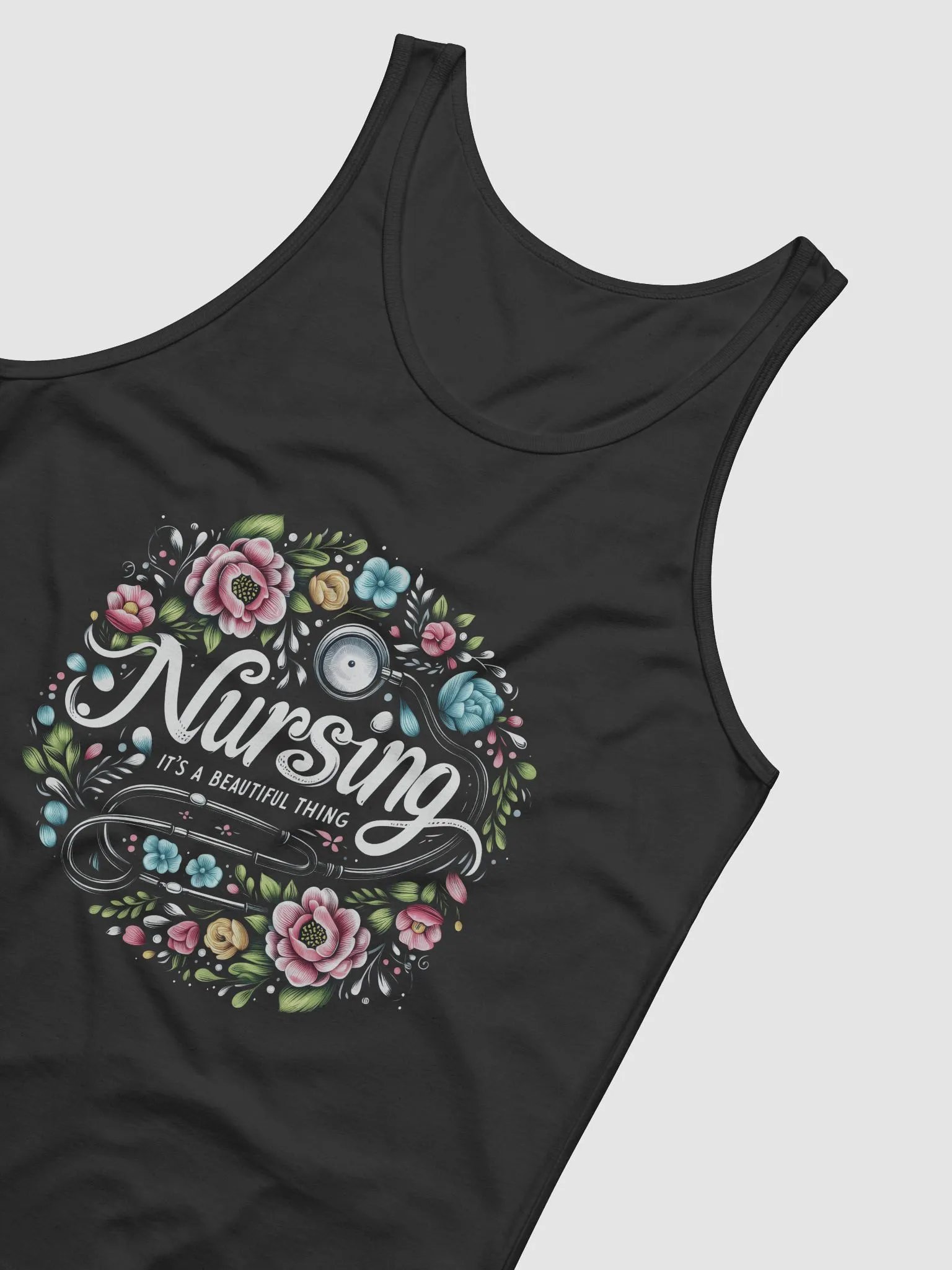 Nursing is a Beautiful Thing Tank, Floral Nursing Stethoscope product image (13)